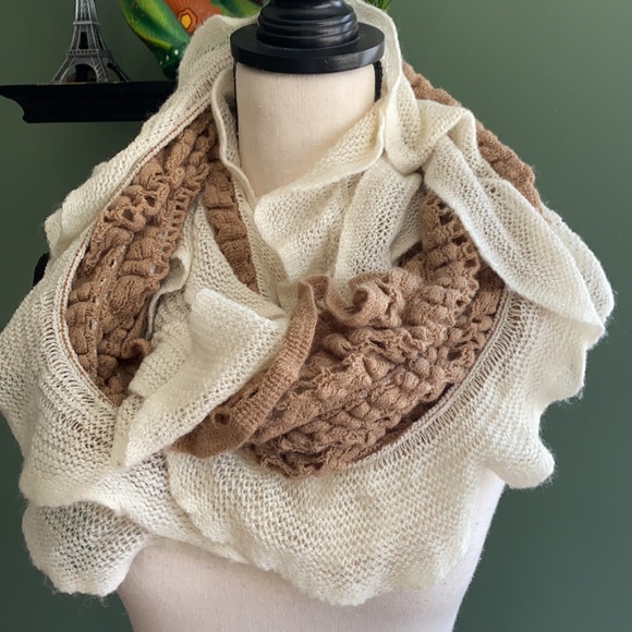 Womens accesories 2 tones Ruffled business casual infinite scarf - Picture 4 of 6